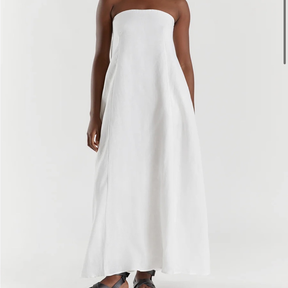 DISSH Karney White Linen Strapless Dress